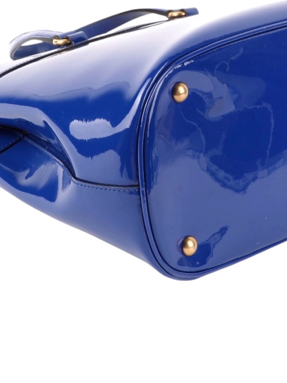 Auth Gucci Medium Bright Bit Blue Patent Leather Tote Bag Horsebit Enamel Purse - Picture 6 of 11